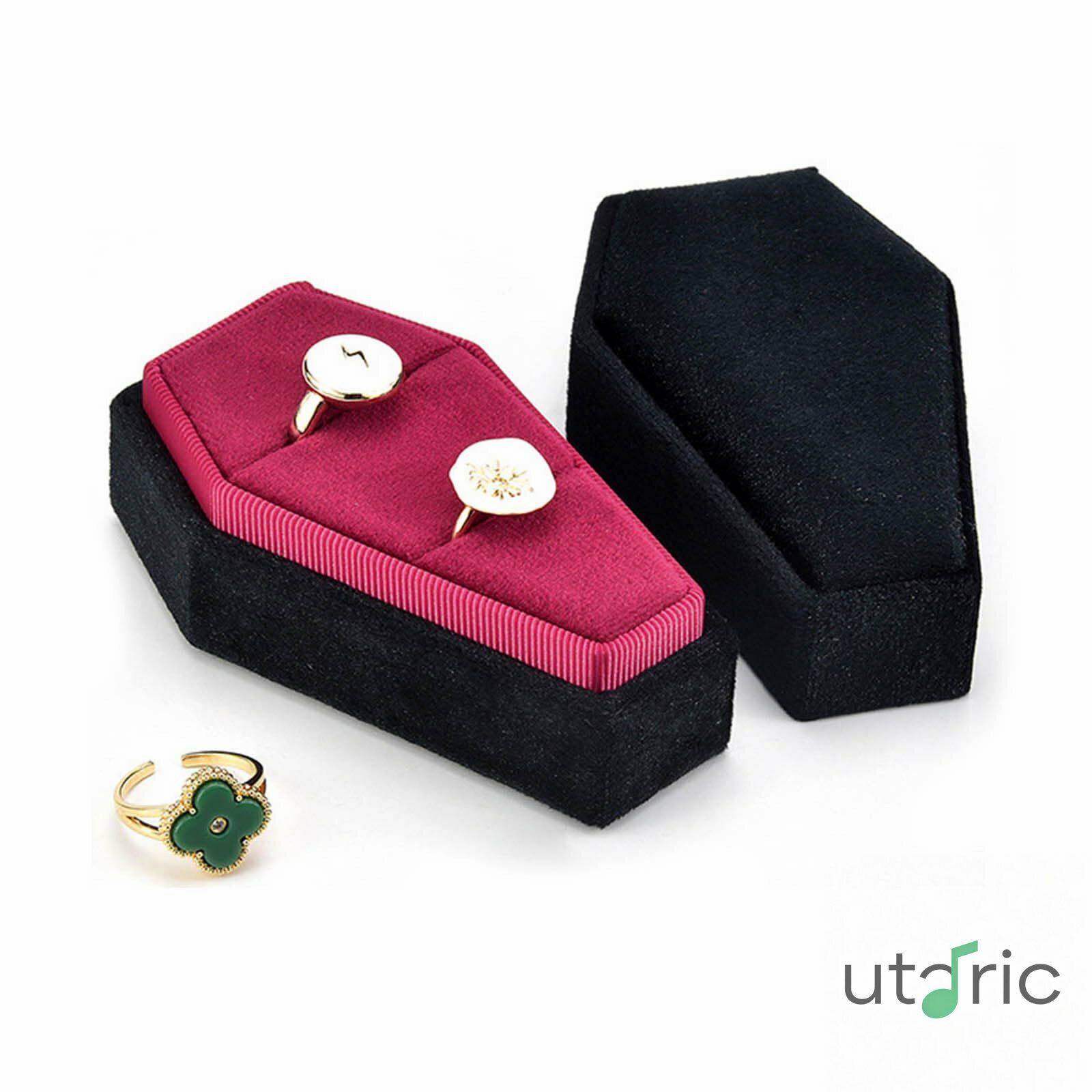 豪華な棺ジュエリーボックス大ベルベットリングコンテナゴス愛好家のためのギフト多用途ジュエリー収納アクセサリー