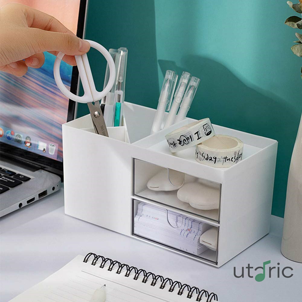 収納ボックス メイク収納ケース 化粧品入れ 筆 文房具 小物 大容量 小物入れ 卓上 引き出し仕切り 収納ケースパンツ 化粧道具入れ デスク収納 引き出し デスク整理 机上用 卓上収納 文具収納 オフェス用品 白色(3.0)