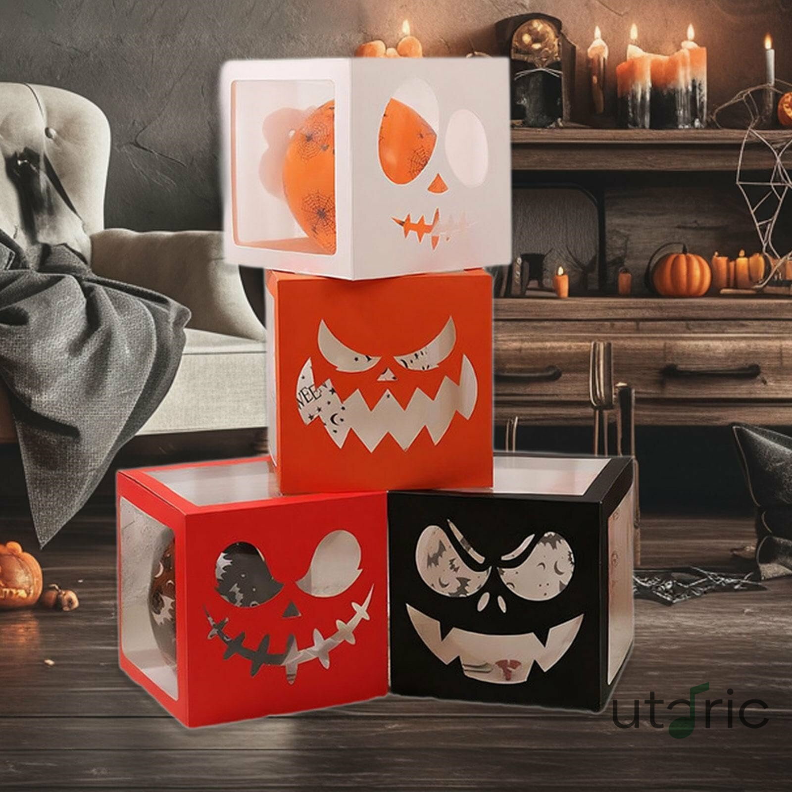 4 個入り バルーンボックス カボチャ 怖い 再利用可能 イブ パーティー 小道具 ハロウィン パーティー デコレーション 誕生日 クリスマス