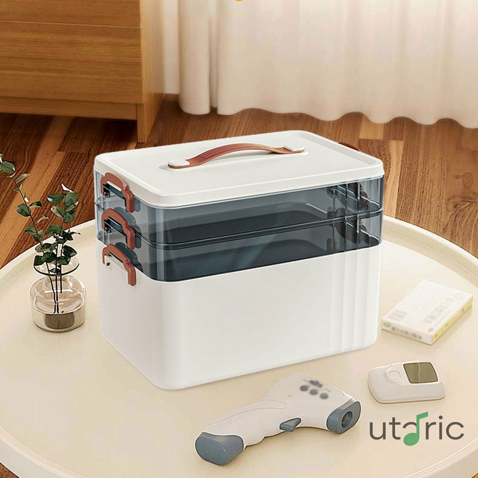 ポータブル医療収納ボックス、職場や家族での使用に最適な防塵大容量医療用...(3.0)