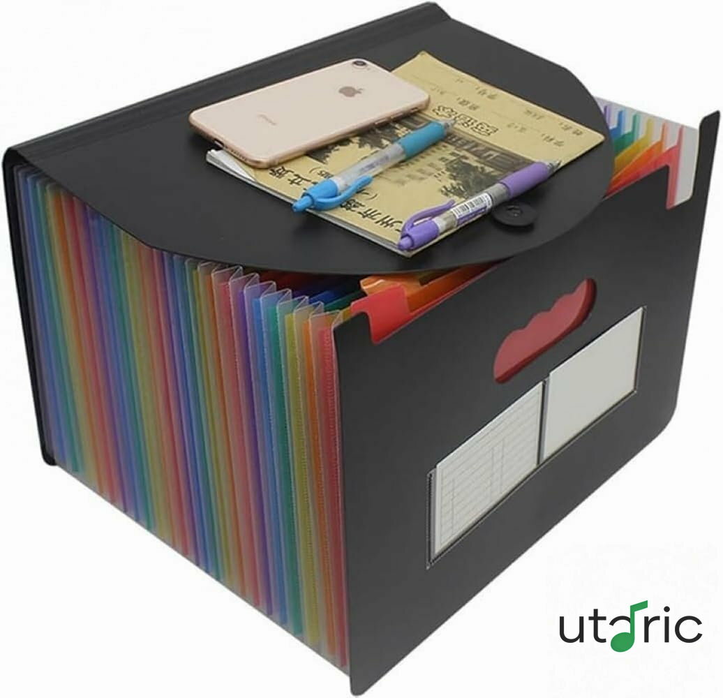 ドキュメントファイルファイルボックスポリプロピレン (pp) 材料a4大容量カバー付きラベル分類収納独立型色分解仕切り書類整理携帯便利収納ケースオフィス学校家庭 (B)