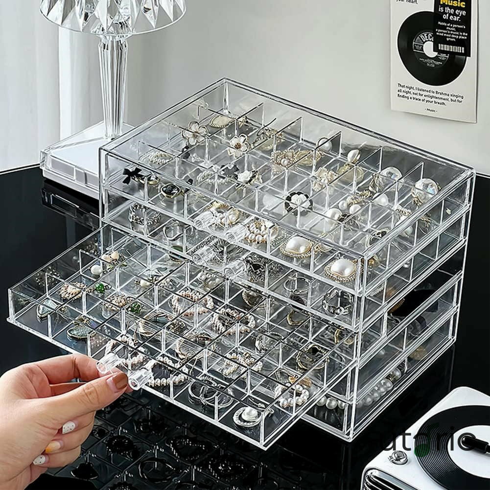 クリアアクリルジュエリー収納ボックス イヤリングジュエリーオーガナイザー 引き出し5個付き 120グリ..