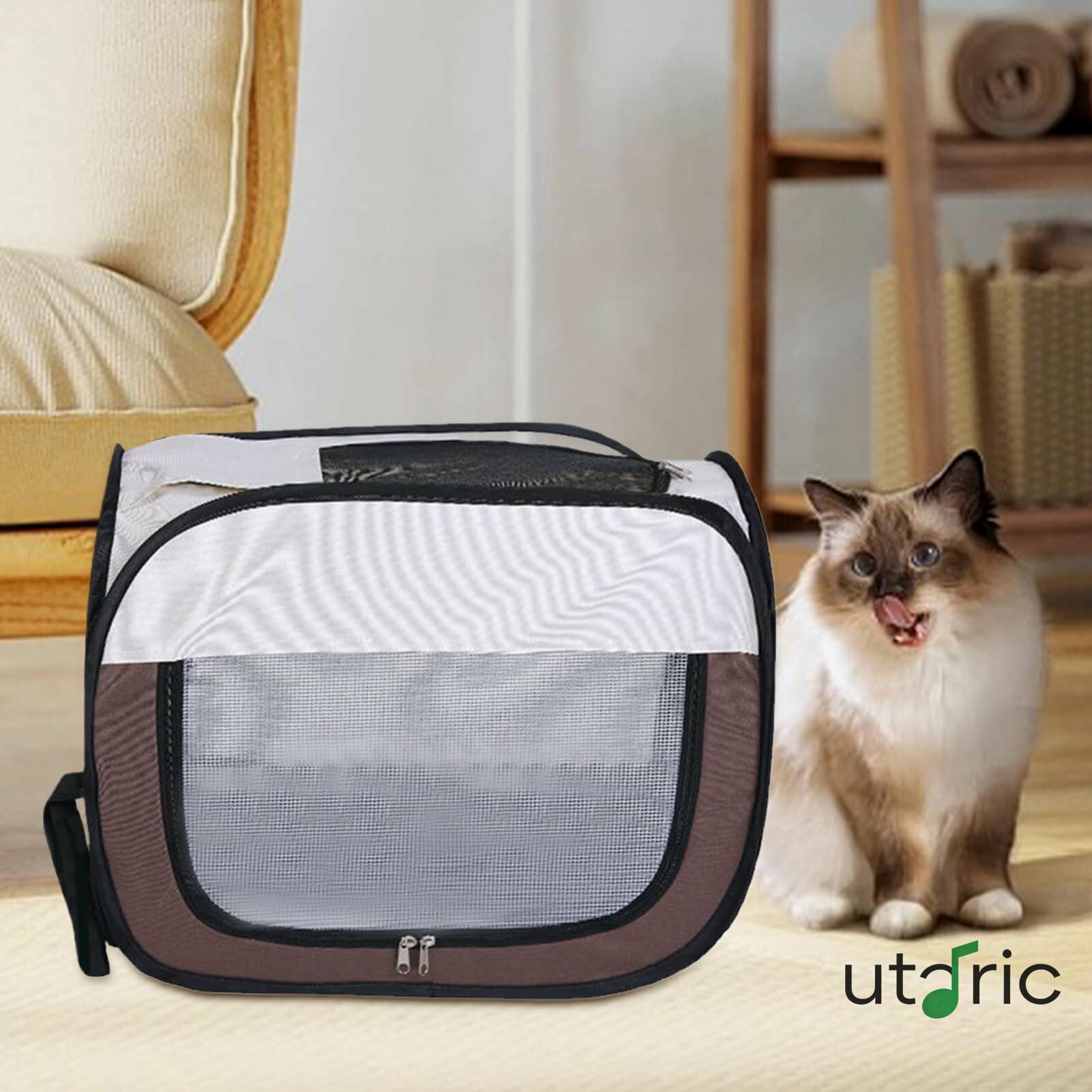 猫用ドライヤーボックス | 猫用ヘアードライヤー付きクリーニングルーム 抜け毛飛散防止 折りたたみ式 ペットバスアクセサリー 小型犬 子猫 旅行 バカンス 屋外 屋内