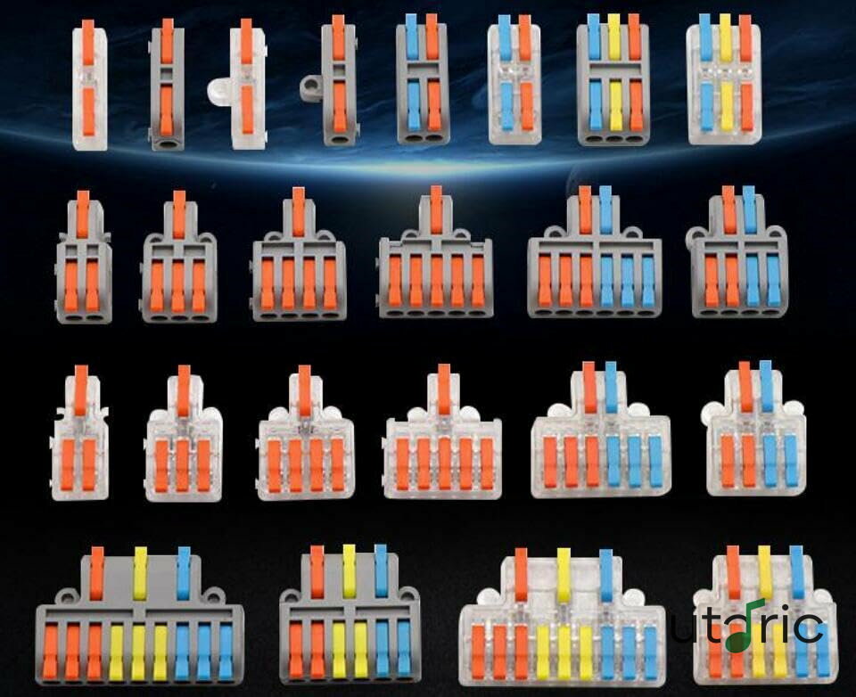 ワイヤーコネクタ、ミニコンパクトレバーワイヤーナットコネクタワイヤーターミナル3イン6アウトクイック接続28-12(5個)(コンベンション)