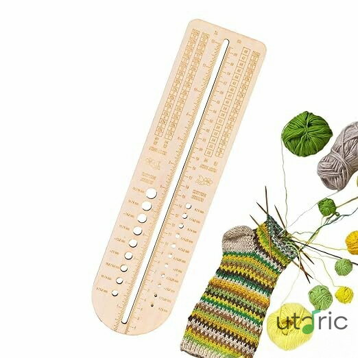 編み定規 編み針ゲージ測定ツール クラフト 木製 手芸 DIY 自宅 手作り 樹 木 ブロッカー ソックス 靴下 ニット 毛糸 靴下定規 編み物用ツール 縫製ツール 編み物用ニードルゲージ かぎ針編みフッククラフト サイズ測定定規 編み物 愛好家向け 贈り物 北欧 おうち ホーム