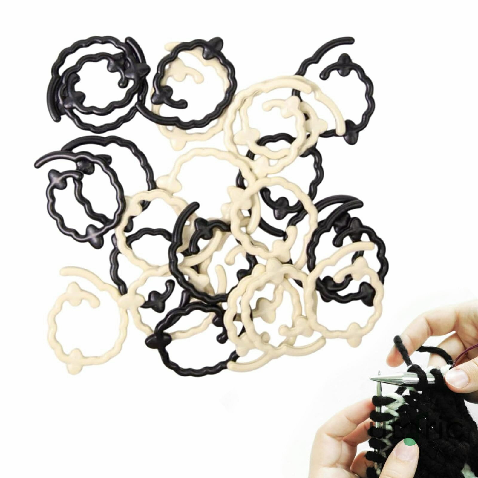 ステッチマーカー 編み物マーカー 編みのマーカー 【24個入り】 かわいいかぎ針編みマーカー かぎ針編みマーカー かぎ針マーク 編み物道具 DIYツール 裁縫用品 2色 （ブラック＆ホワイト）