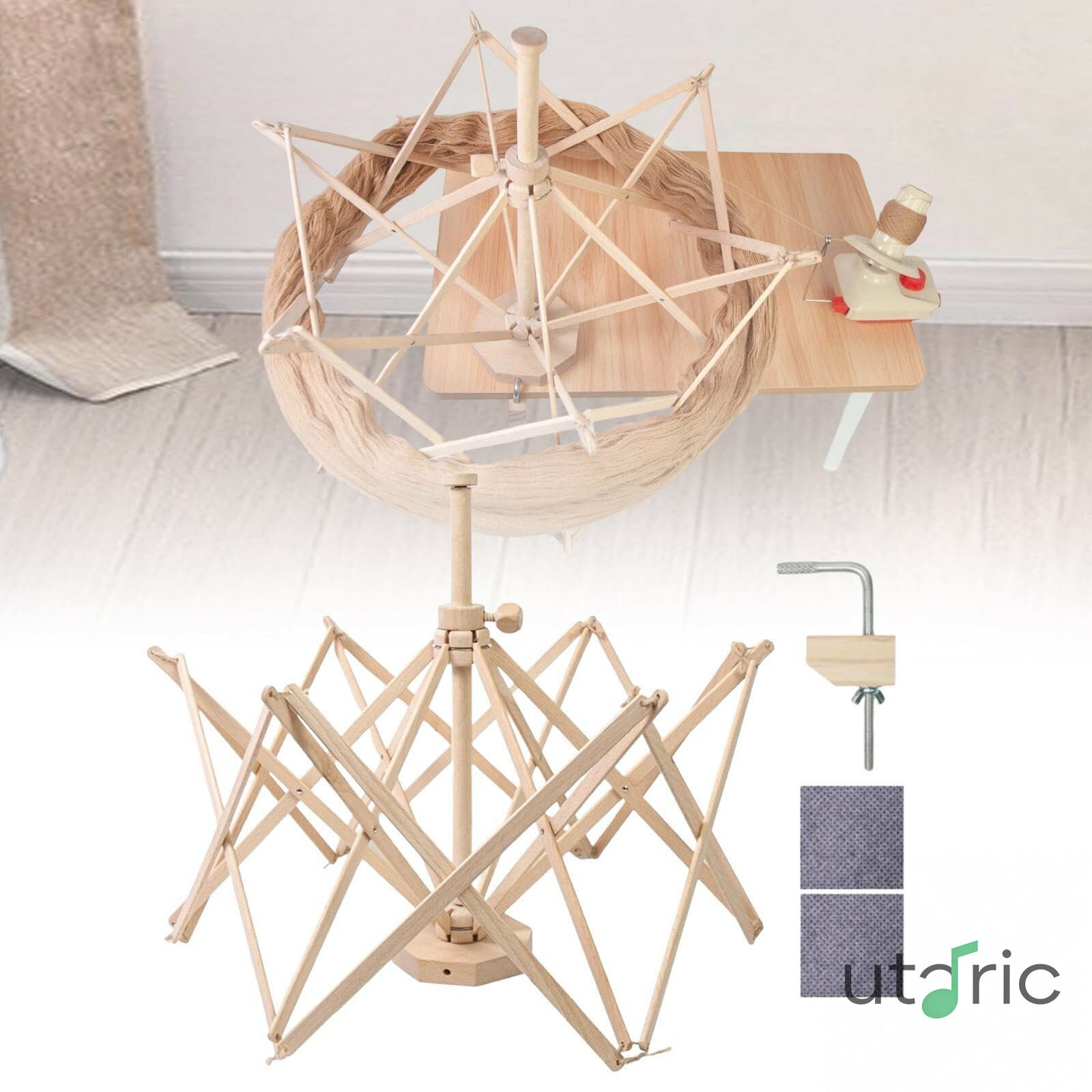 木製糸 ポータブル かぎ針編み 軽量 丈夫 かぎ針編みアクセサリー 編み物愛好家へのギフトに 編み物糸ホルダー