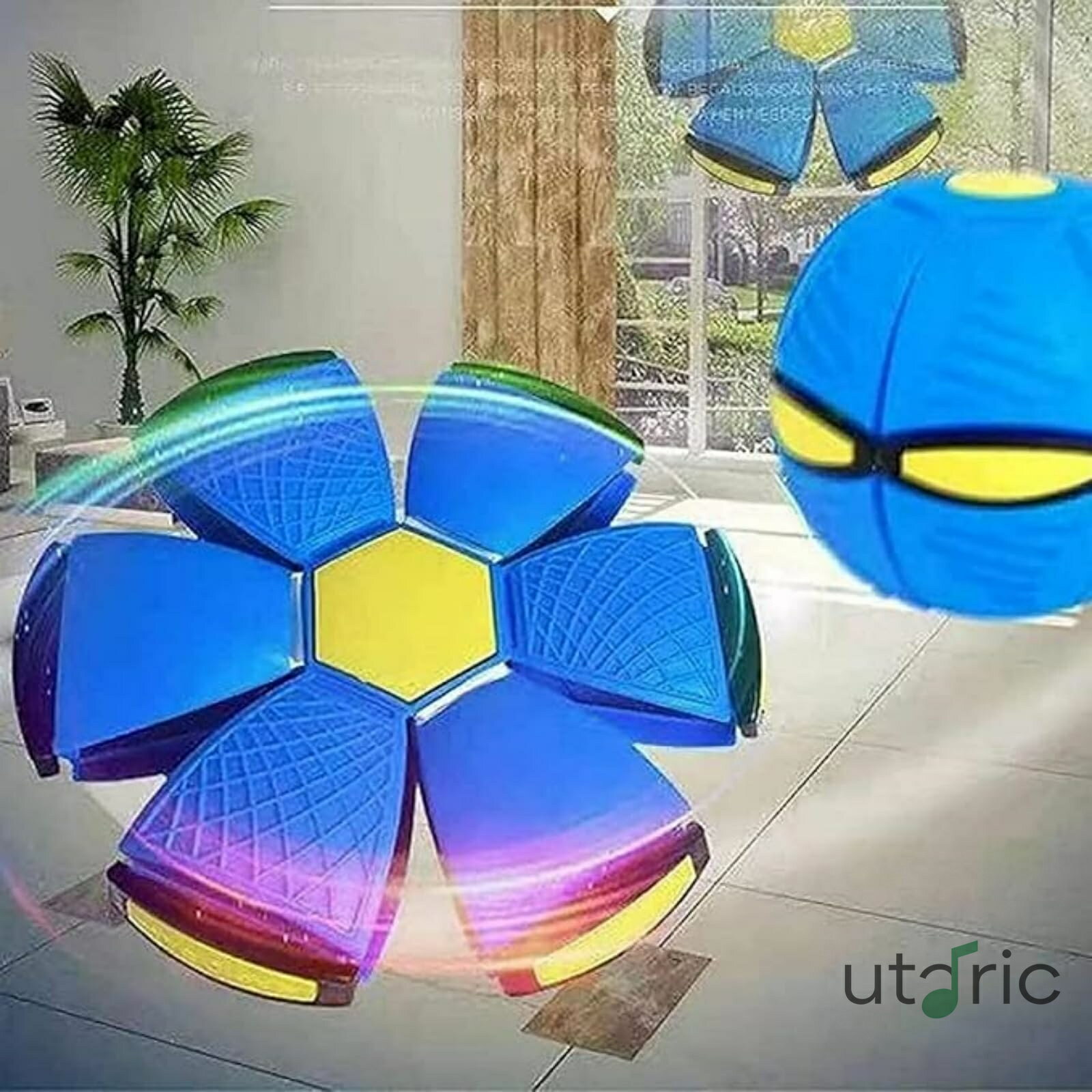 変形可能なUFOマジックボール 光る排気ボール クリスマスUFOマジックボール フリスビー変形ボール マジックフライングソーサーボール フラットスローボール 軽量の落下防止フリスビーおもちゃのボール