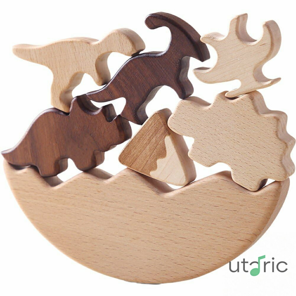 恐竜おもちゃ 木製積み木 スタッキング おもちゃ バランスゲーム 教育玩具 クリスマスイースター 誕生日 ギフト 3歳以上の男の子 女の子向け