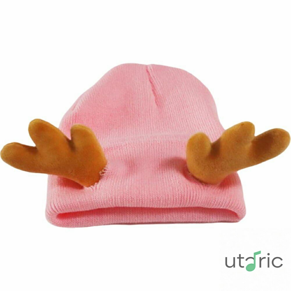 ニット帽子 クリスマス 枝角 かわいい トナカイ角 帽子 かぎ針編み ニットキャップ 冬 暖かい ビーニー..