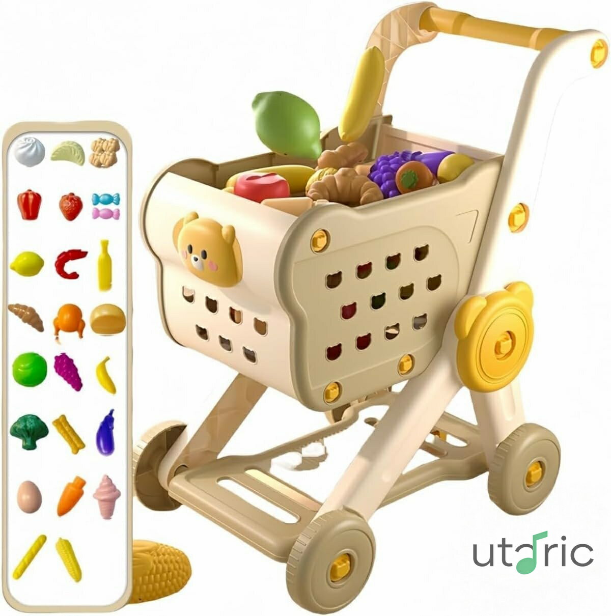 Rakuten - 【新開発】おままごとカート ショッピングカート 子供用 お買い物カート おかいものごっこ キッズ 幼稚園 保育園 早期教育 お店屋さんごっこ 男の子 女の子 クリスマス お歳暮・入園祝い 誕生日プレゼント (28点セット レッド)