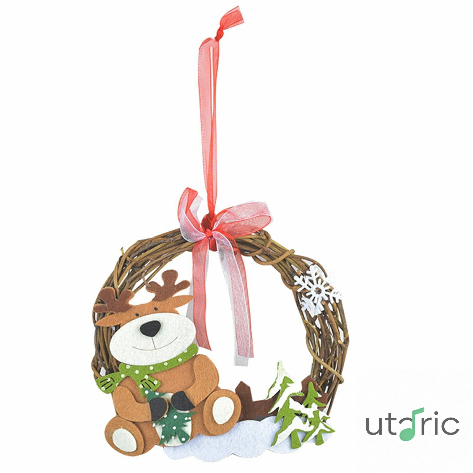 クリスマスリース ラタンリース - ホリデーラタンリースクリスマスツリーペンダント クリスマスツリーの装飾つるガーランドクリスマスドアの装飾籐サークル装飾