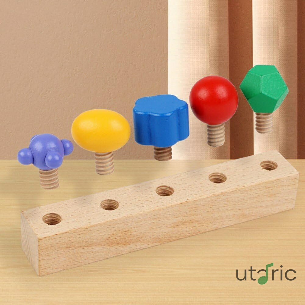 木のおもちゃ モンテッソーリ 工具 木製ナット＆ボルトセット おもちゃ 早期開発 指先の知育 男の子 女の子 クリスマス プレゼント 贈り物