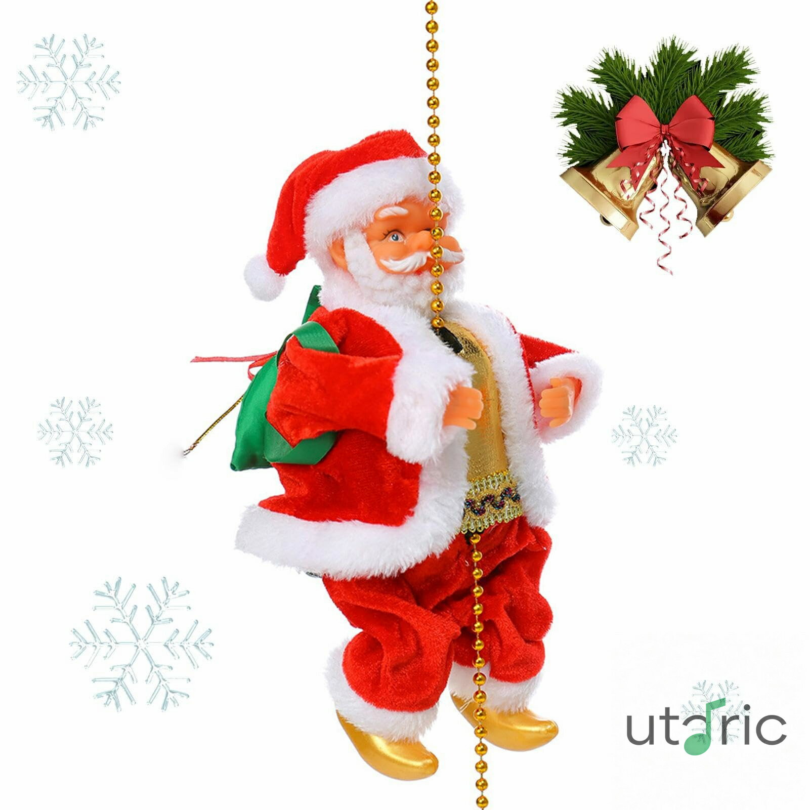 サンタの木のはしごを登る | 音楽付きのユニークなクリスマスオーナメント - ユニークなクリスマスデコレーション、クライムアップアンドダウ、子供へのギフト、ホームパーティーホリデー Avfora
