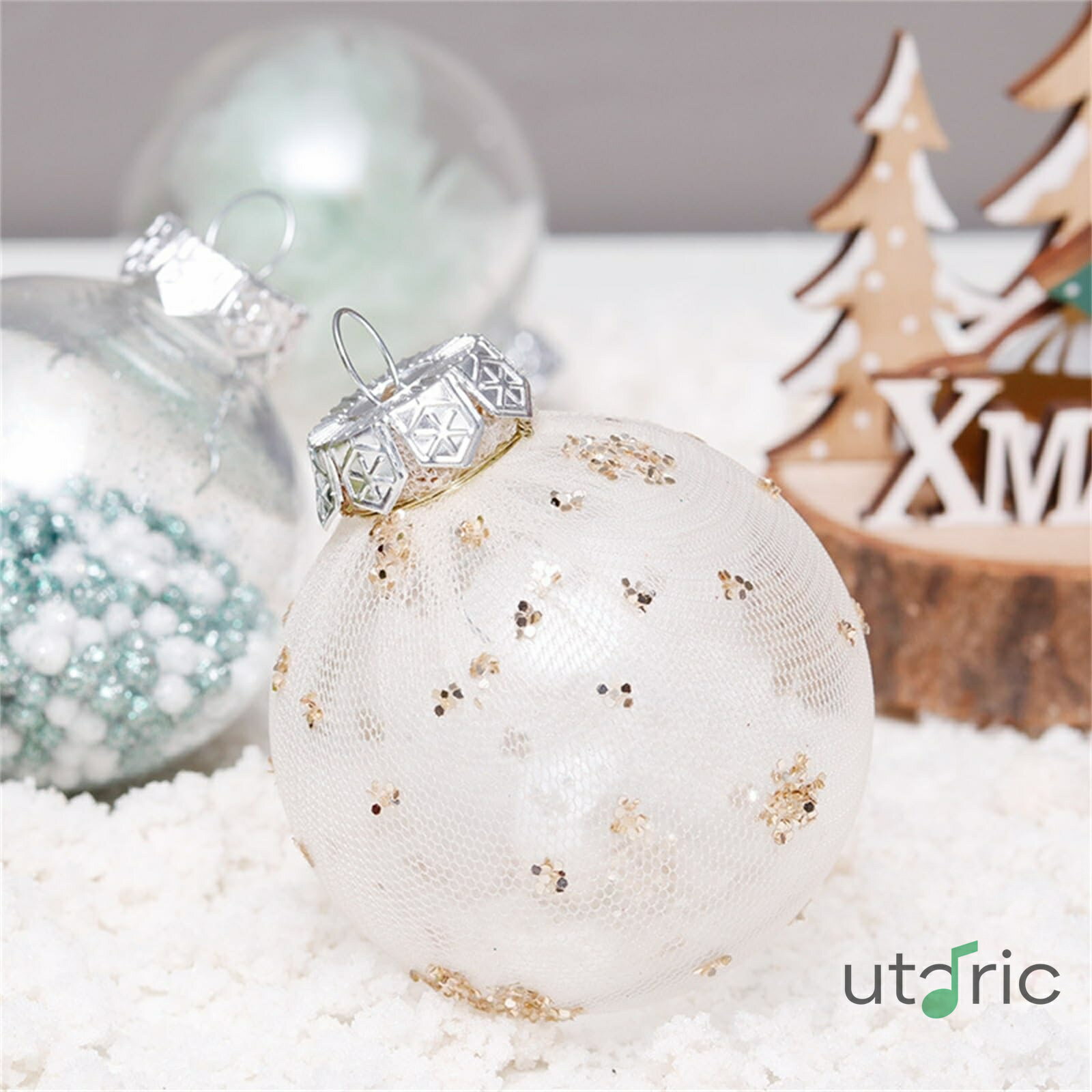 クリスマスデコレーションボール 6 センチメートル/24 個ミントグリーン塗装メッシュ PET 透明ボールクリスマスボールセットクリスマスツリー吊り下げ ・・・用品