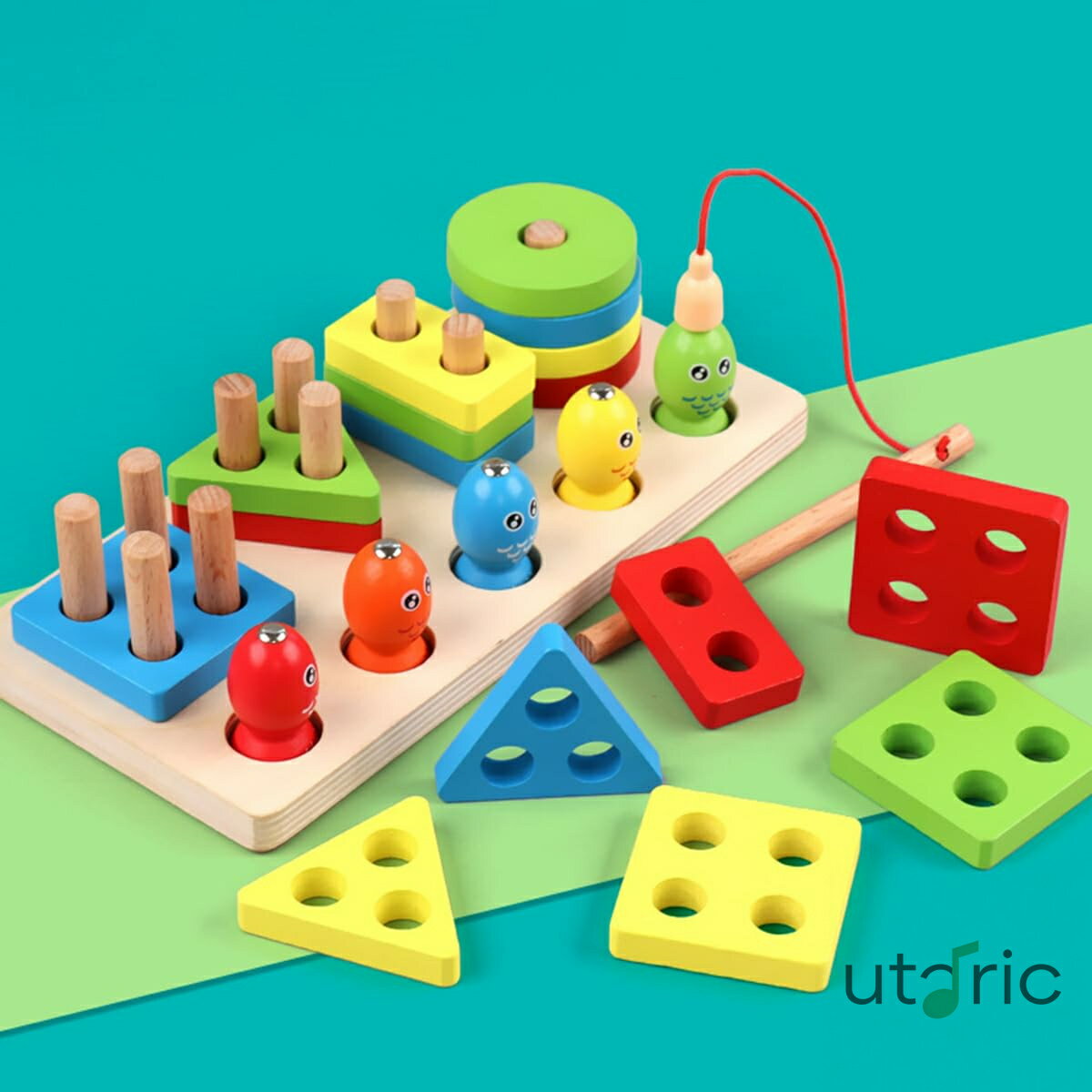 木製 形合わせおもちゃ歳 知育玩具 マグネット釣りおもちゃ 男の子 モンテッソーリ パズル 木製 型はめ玩具女の子歳児 幼児 赤ちゃん 積み木 型はめパズル 子供 クリスマス 誕生日プレゼント