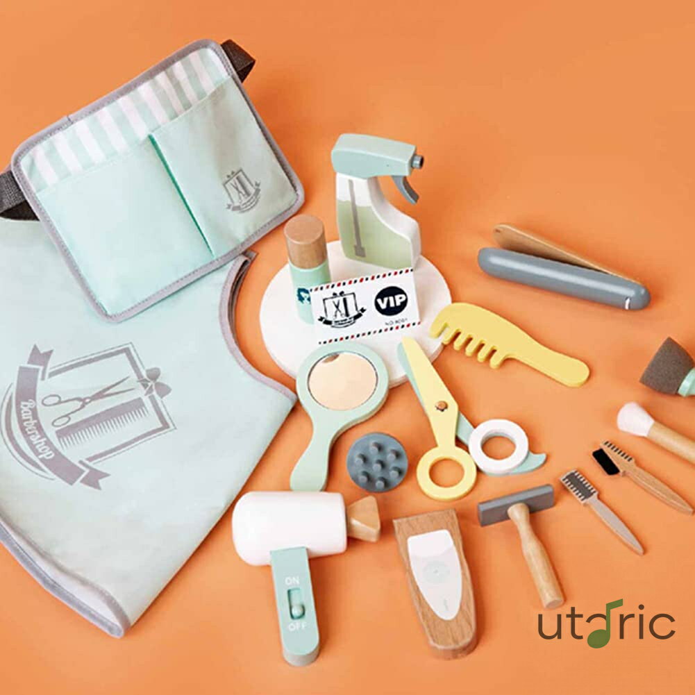 お店屋さんごっこ 美髪師 木製おままごと 18点セット 美容師さん ヘアメイク お仕事シリーズ なりきり 霧吹き ヘアブラシ 女の子 ごっこ遊び おもちゃ クリスマス プレゼント