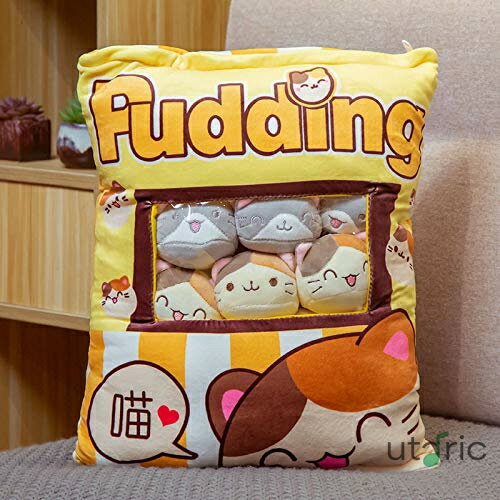 抱き枕 ぬいぐるみ お菓子袋型 猫 8枚入り クッション おもちゃ 抱きまくら ねこ かわいい ストレス解消 子供ギフト 彼女 誕生日 クリスマス バレンタイン プレゼント 癒される 飾り物 (青い)