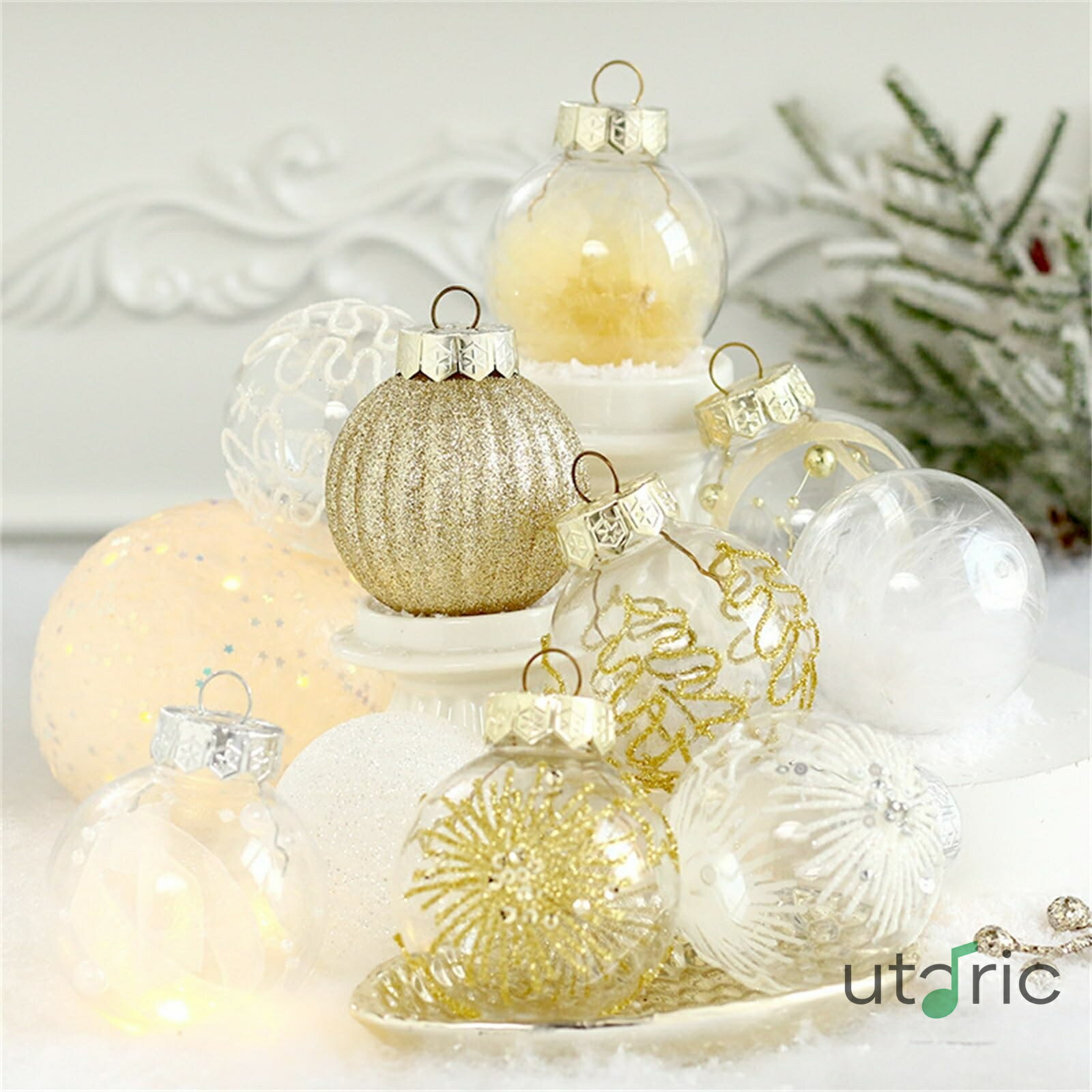 クリスマスボール ペイントされたクリスマスつまらないものクリスマスツリー吊り下げ装飾42個セット 部屋 喫茶店 店舗 家庭(白)