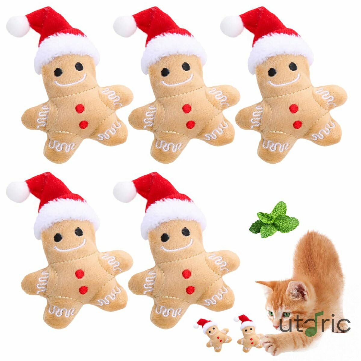 歯磨き 愛猫 クリスマスペットのぬいぐるみ 子猫 猫 玩具 おもちゃ ジンジャーブレッドのおもちゃ 噛む..