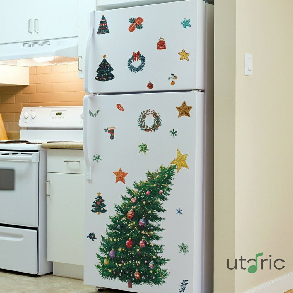 冷蔵庫ステッカー クリスマスツリー スター シール ステッカー 粘着デカール かわいい おしゃれ ドア装..