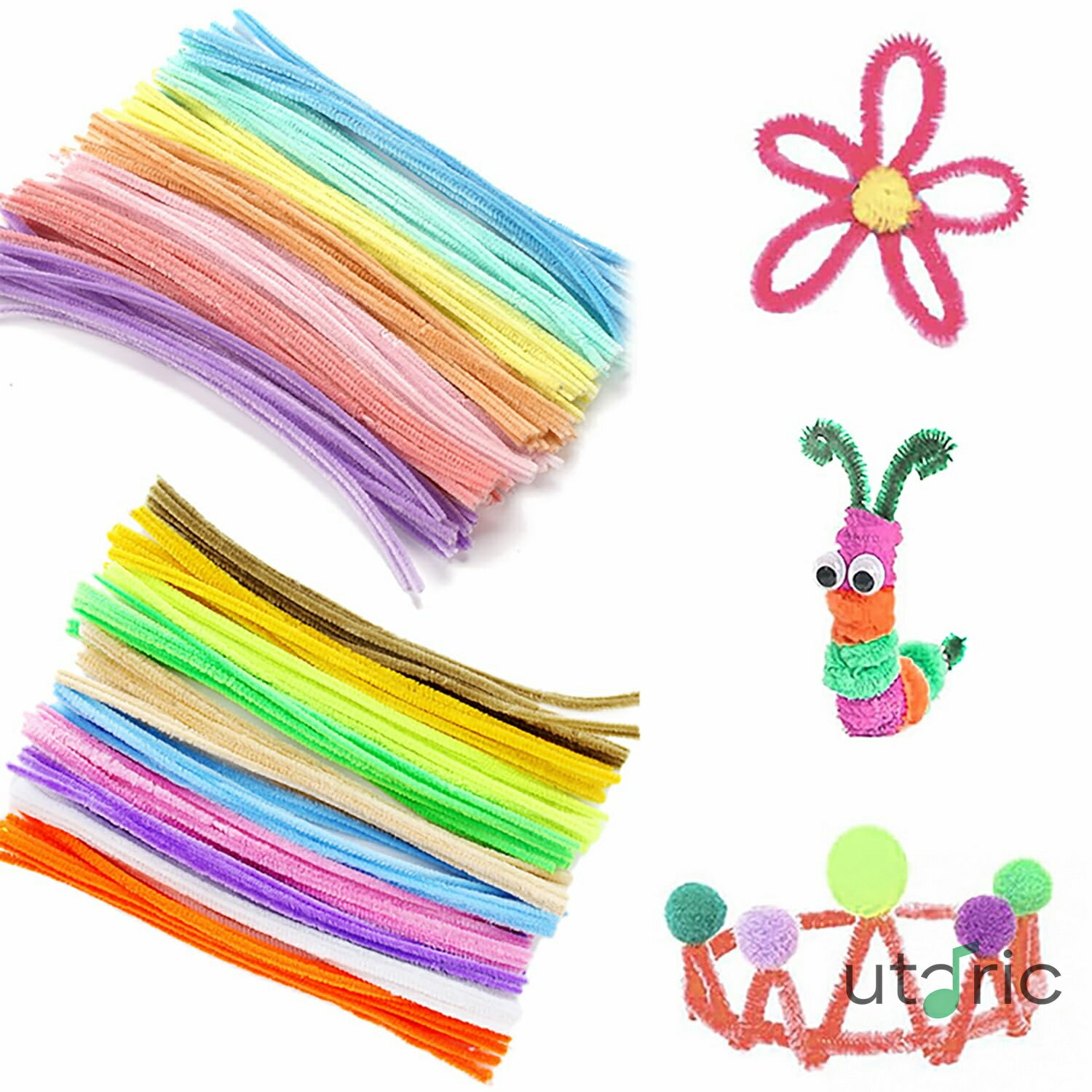 手芸モール 工作モール カラーモール 【 約200本】子供用知育玩具 手芸材料 手作り素材 DIYクラフト クリスマス ハロウィン パーティーなどのDIYデコレーションに最適 (マカロン色)