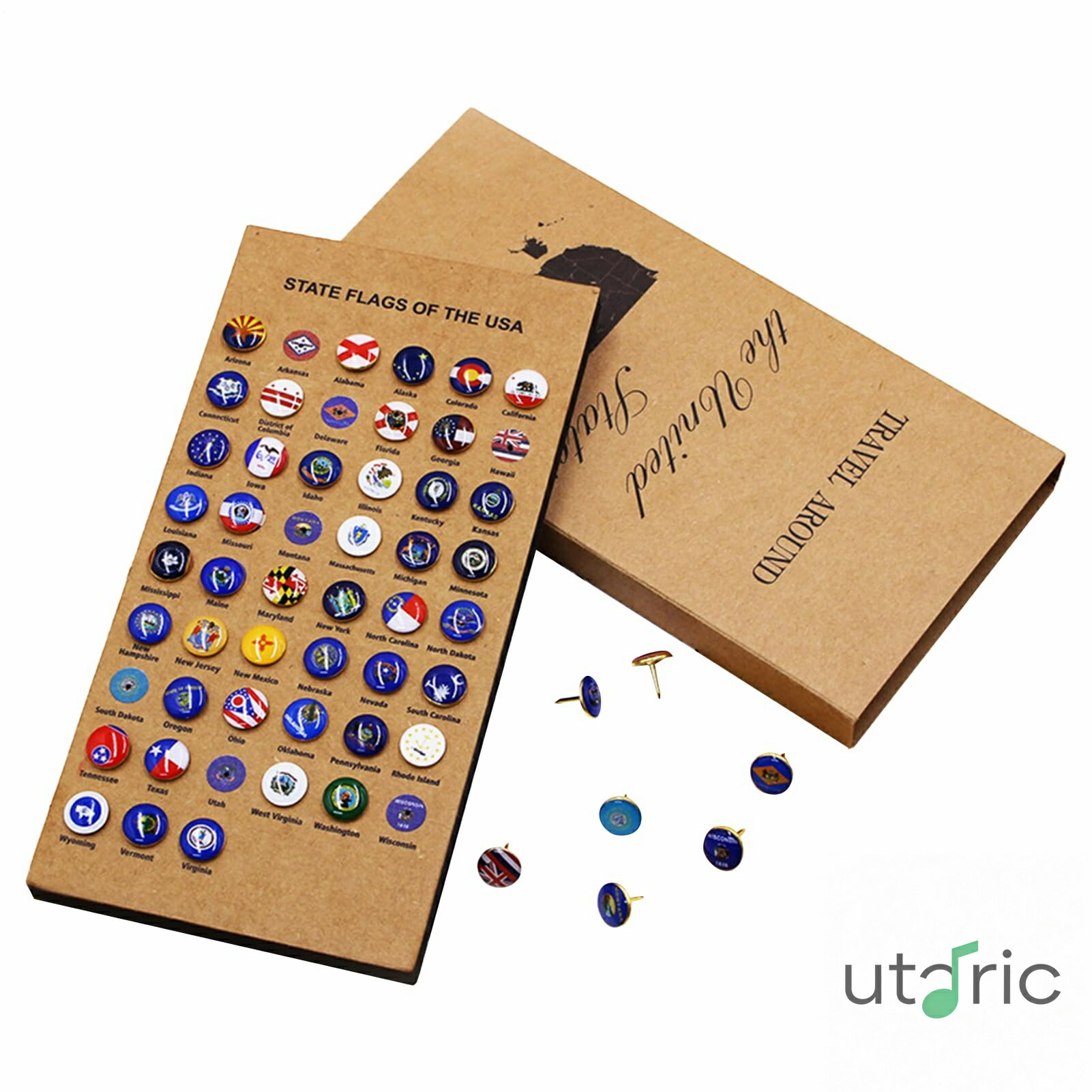 地図用ピン - コルクボード用プッシュピン | 機能性デコレーションネイル(画びょう) 51個 ステートフラ..