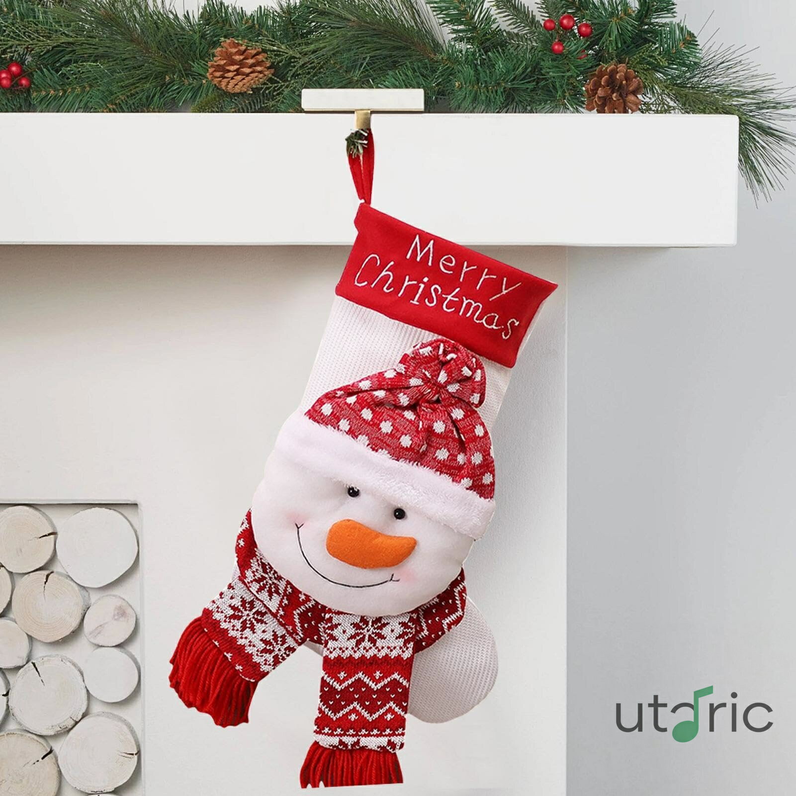 クリスマスデコレーション用ソックス、ファミリークリスマスストッキング - ビスタプリント大きいニットストッキングキャンディバッグ | ニットストッキングクリスマスツリーオーナメント、クリスマスストッキングデコレーション、子供用おやつポーチ