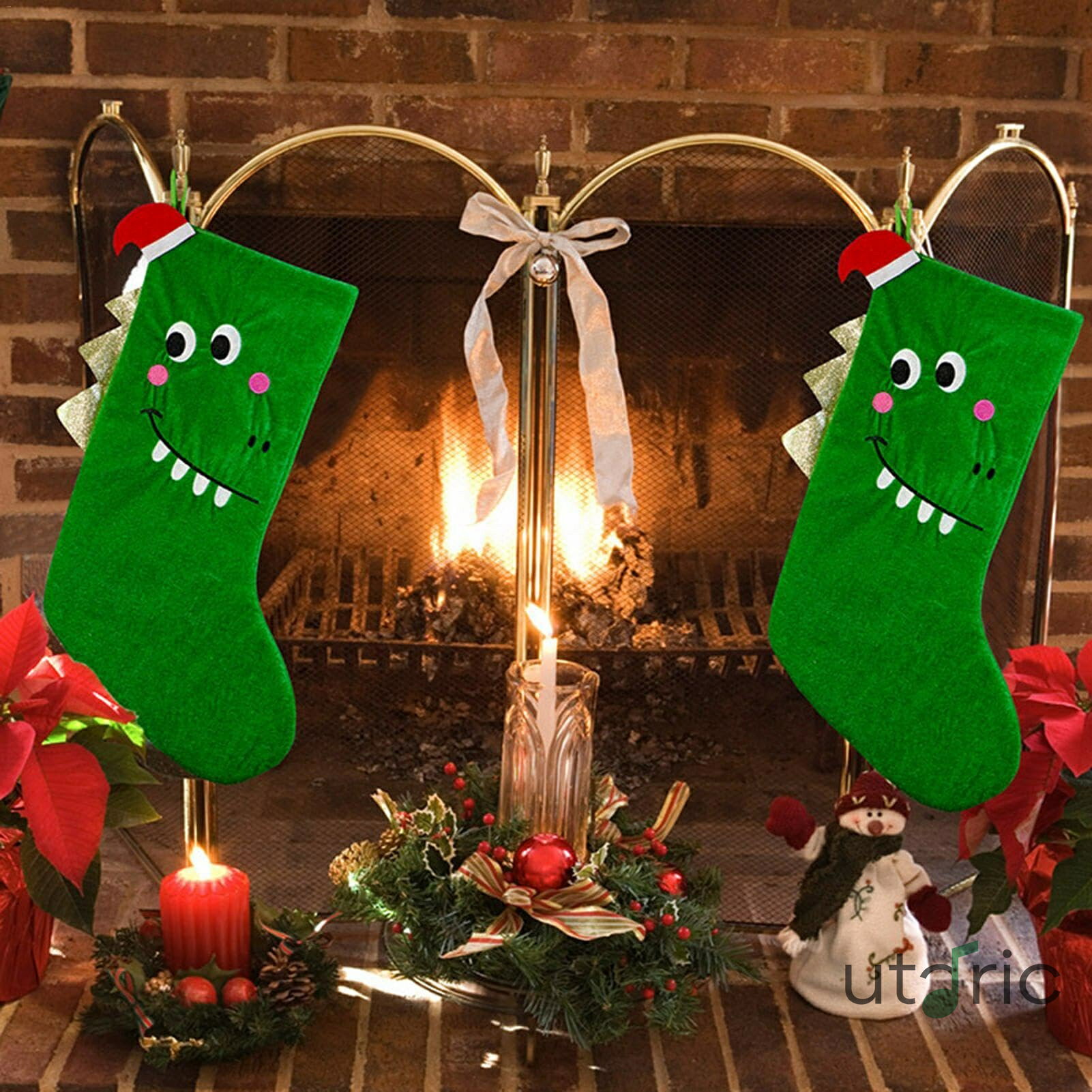 クリスマス用ストッキング、ファミリークリスマスストッキング | ビスタプリントクリスマスツリーハンギングペンダント クリスマスデコレーションオーナメントクリスマスツリーの装飾品、恐竜のクリスマスストッキングの装飾、自宅用、クリスマスツリーの装飾品