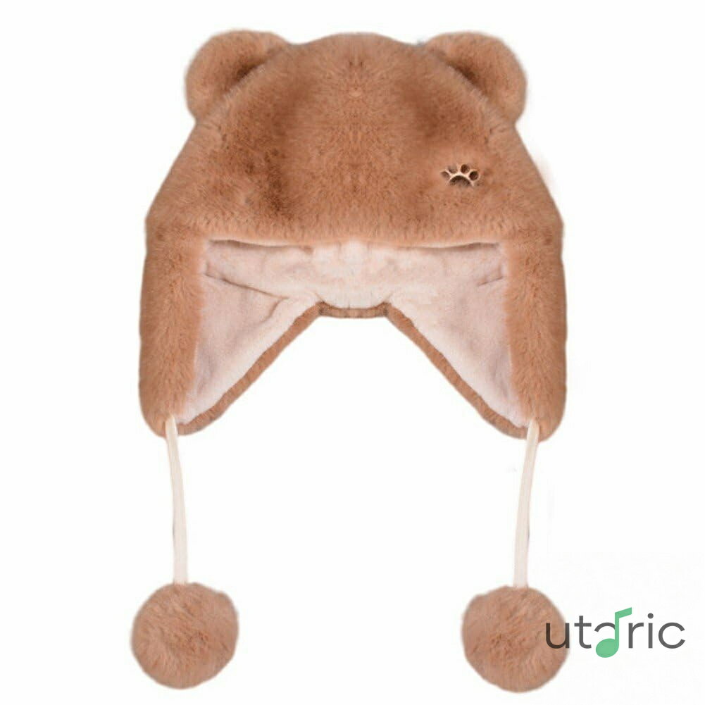 Rakuten - キャップ 耳付き帽子 ふわふわ 耳当て 秋冬 暖かい クマ耳 ポンポン かわいい 小顔効果 アウトドア カジュアル クリスマスプレゼント
