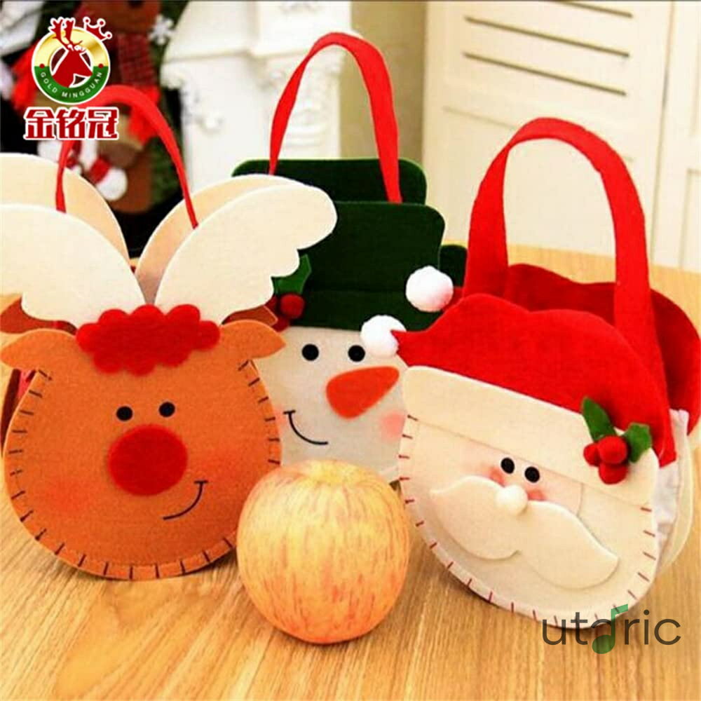 クリスマス 袋 クリスマス飾り サンタクロース ラッピング袋 グリーティングバッグ ギフトバッグ 巾着袋 プレゼント用 贈り物 (B)(3)