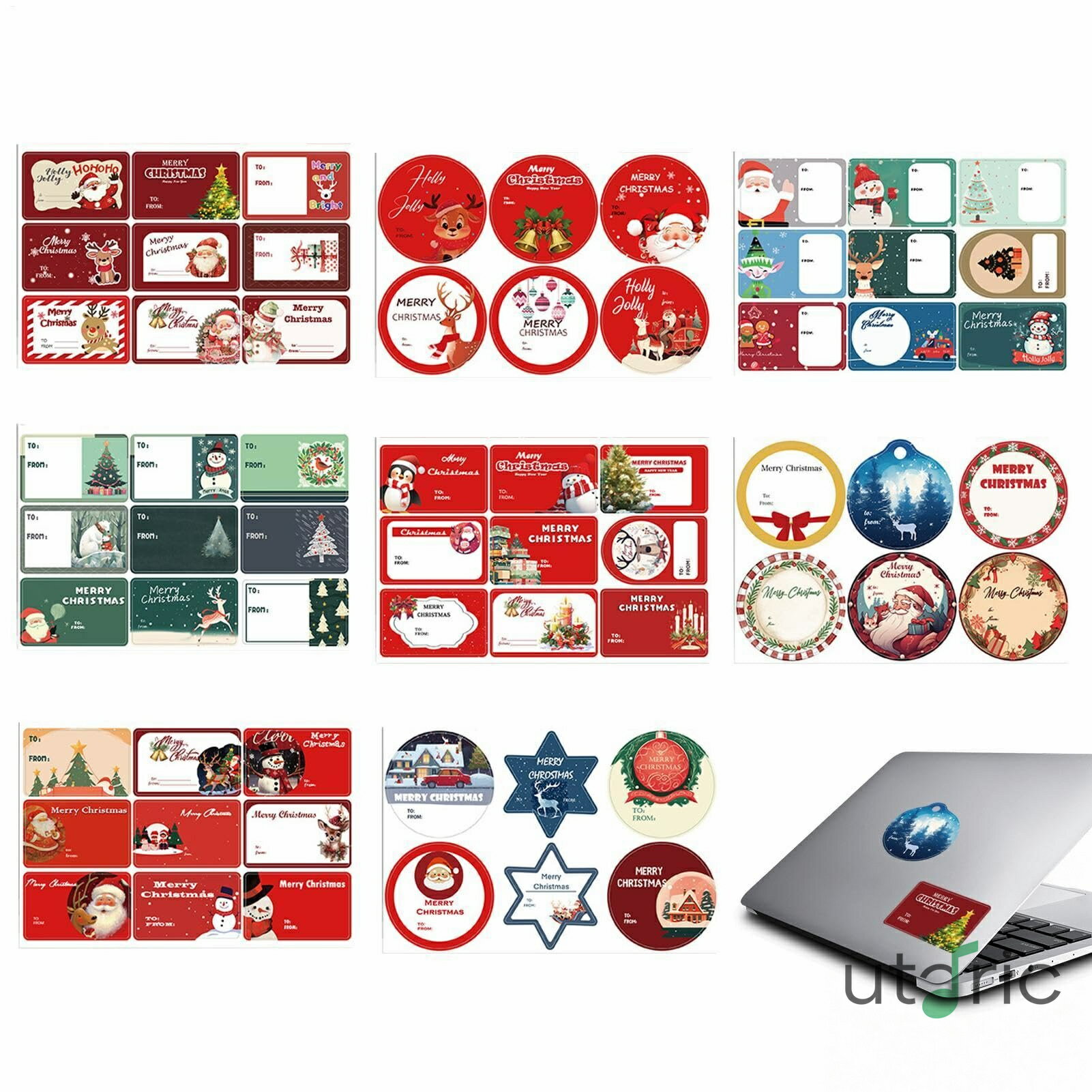 クリスマスステッカータグ、クリスマスラベルステッカー ビスタプリント8X 封筒シール クリスマスタグ ..