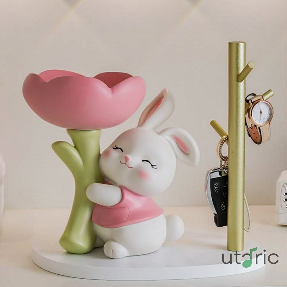 玄関 キー収納トレイ 樹脂製 ステンレス鋼の皿付 かわいい インテリア雑貨 飾り 卓上置物 鍵置き 眼鏡/リモコン/化粧品/キャンディーなど小物収納 実用性が高い 母の日/クリスマス/ハロウィン/ご誕生日/結婚式/バレンタイン・デー/記念日/卒業式/感謝祭 クリエイティブ