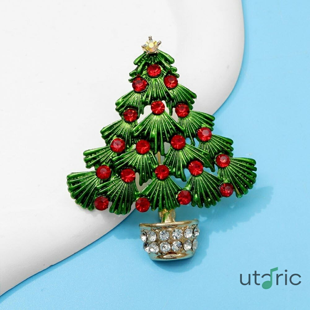 クリスマス ブローチ ピン ダイヤモンド クリスマスツリー キラキラ ヴィンテージ 装飾用 アクセサリー ギフト