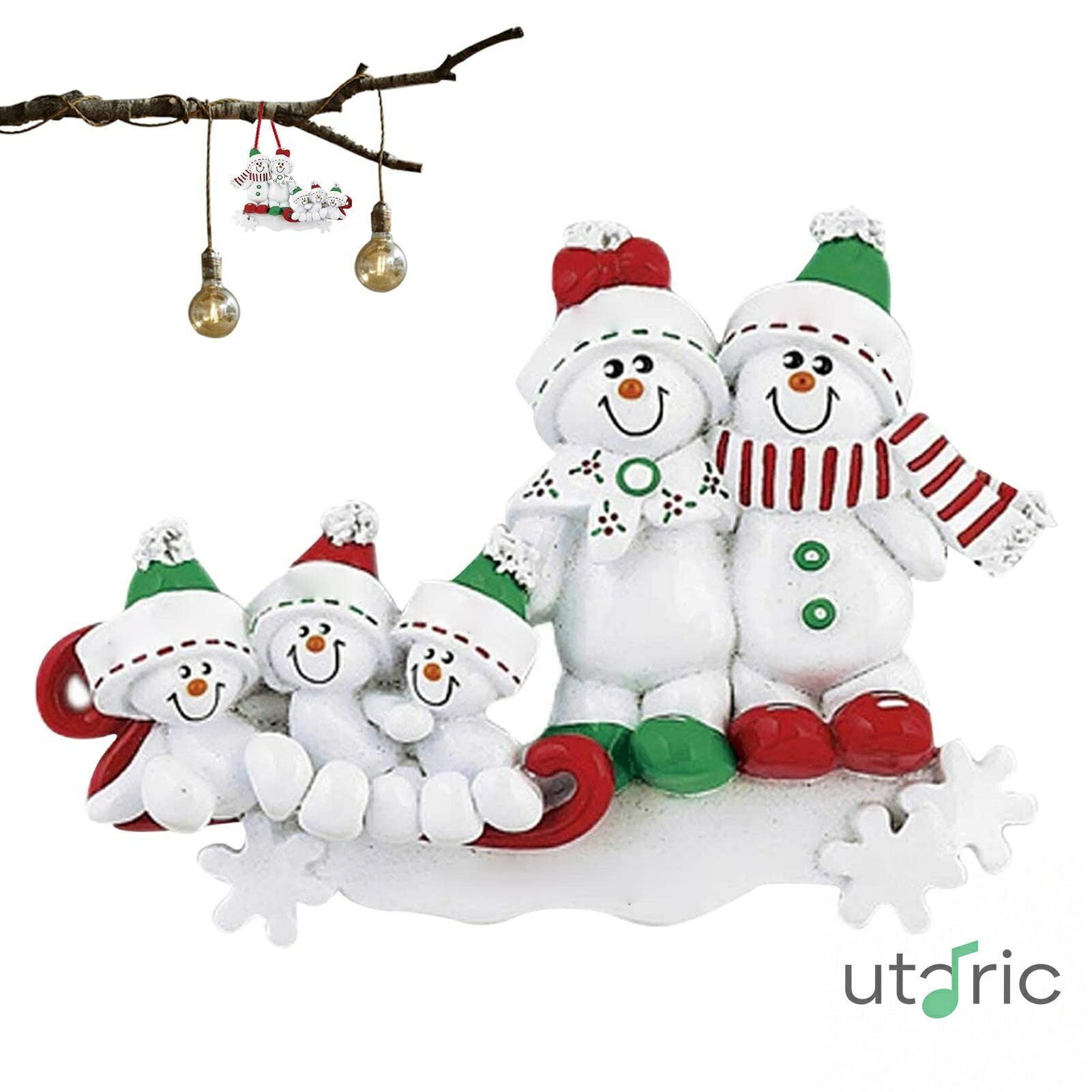 Rakuten - 雪だるまのクリスマス ツリー - 雪だるまのクリスマスツリーの飾り | 家族雪だるま合金 名前と赤いリボンループキーホルダーチャーム Avfora
