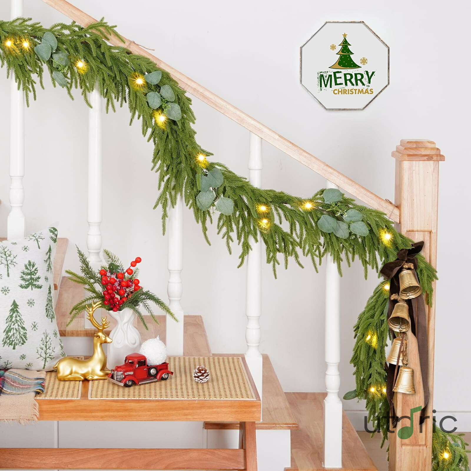 (ワイプファル) 15フィート クリスマスデコレーション、クリスマスノーフォークパインガーランド リア..