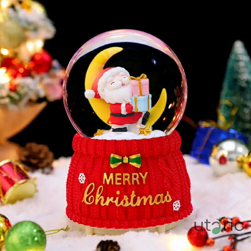 オルゴールとスノードームクリスマス 写真 クリスマス ランタン手描きのクリスマス ミュージカル ハウス 冬のサンタクリスタルボールデコレーション クリスマス イースター 新年 感謝祭のディナーパーティー用品 (スタイルA)