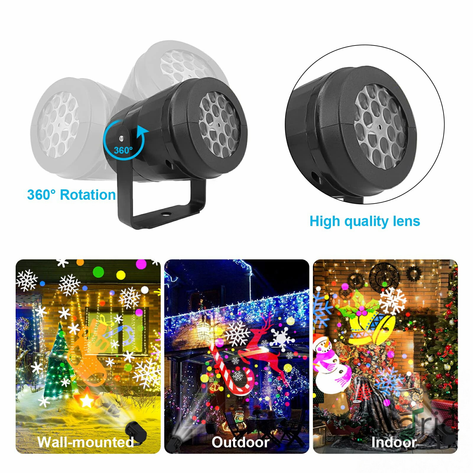 クリスマス プロジェクター ライト 屋外 屋内 屋外 ホリデー スノーフレーク プロジェクター ライト 吹雪効果 透明 回転 白雪 降りる ランプ クリスマス パーティー ガーデン 風景 装飾 2