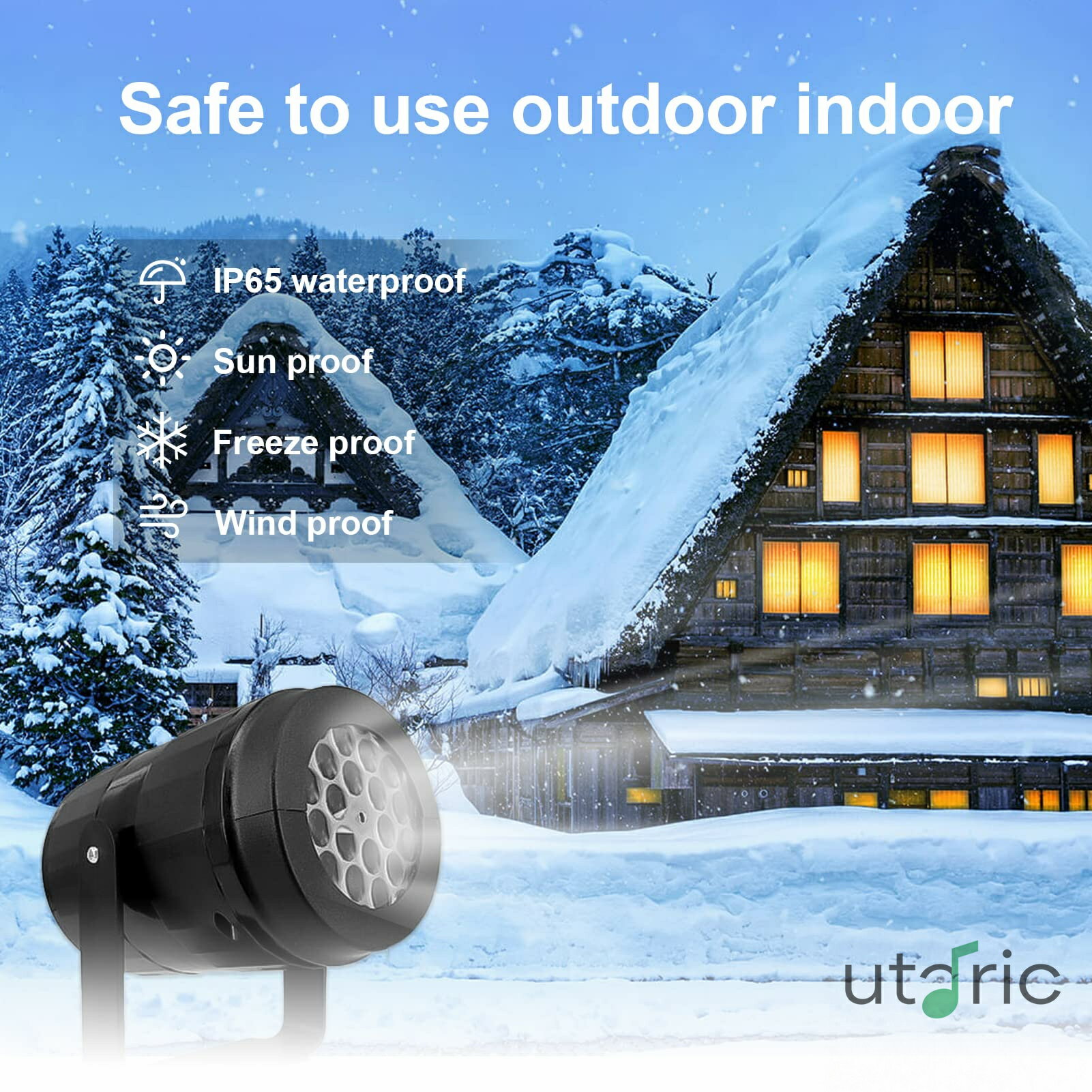 クリスマス プロジェクター ライト 屋外 屋内 屋外 ホリデー スノーフレーク プロジェクター ライト 吹雪効果 透明 回転 白雪 降りる ランプ クリスマス パーティー ガーデン 風景 装飾 3