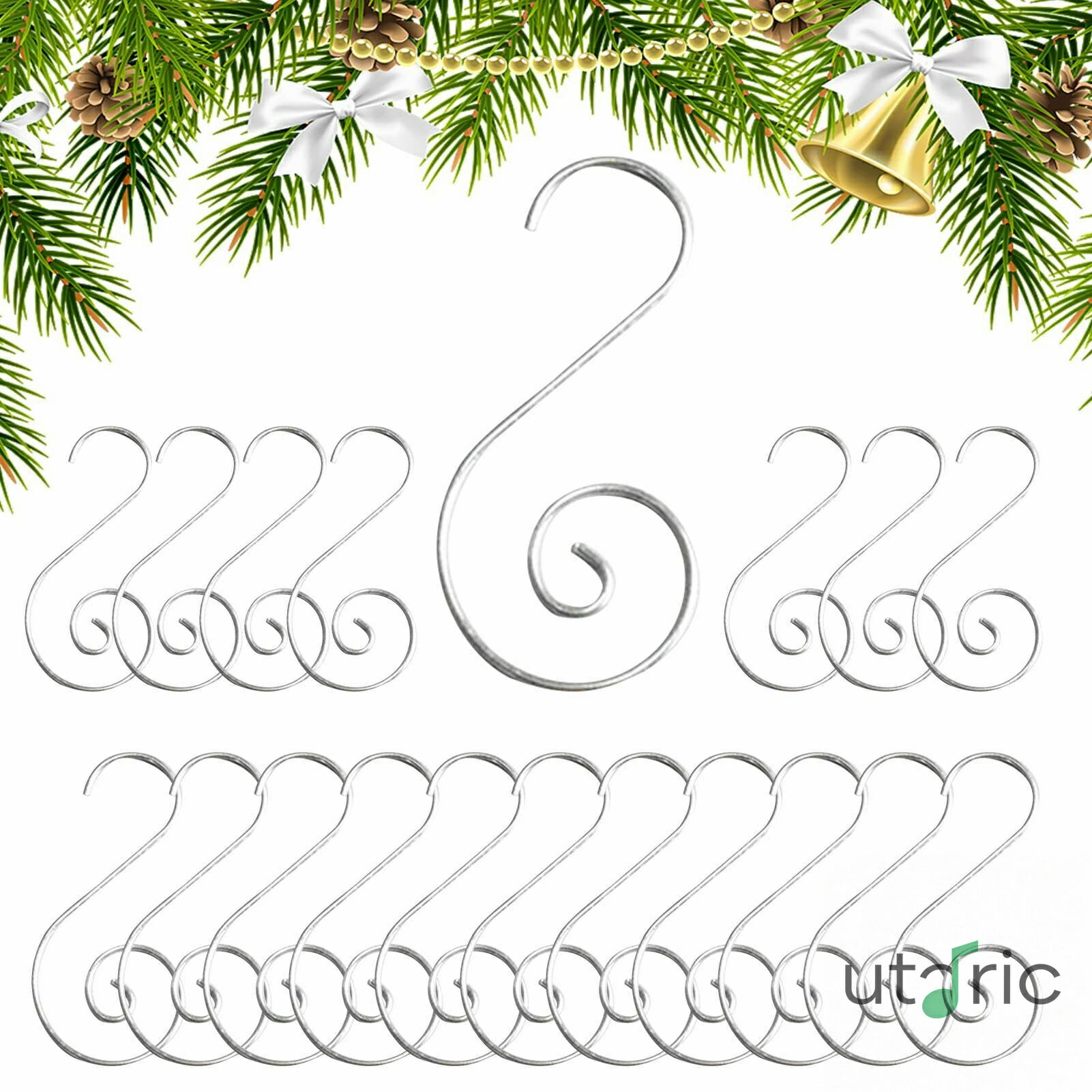 クリスマスオーナメントハンガー | 星型/S字型メタルクリスマスツリーハンガー 小型オーナメント用 耐..