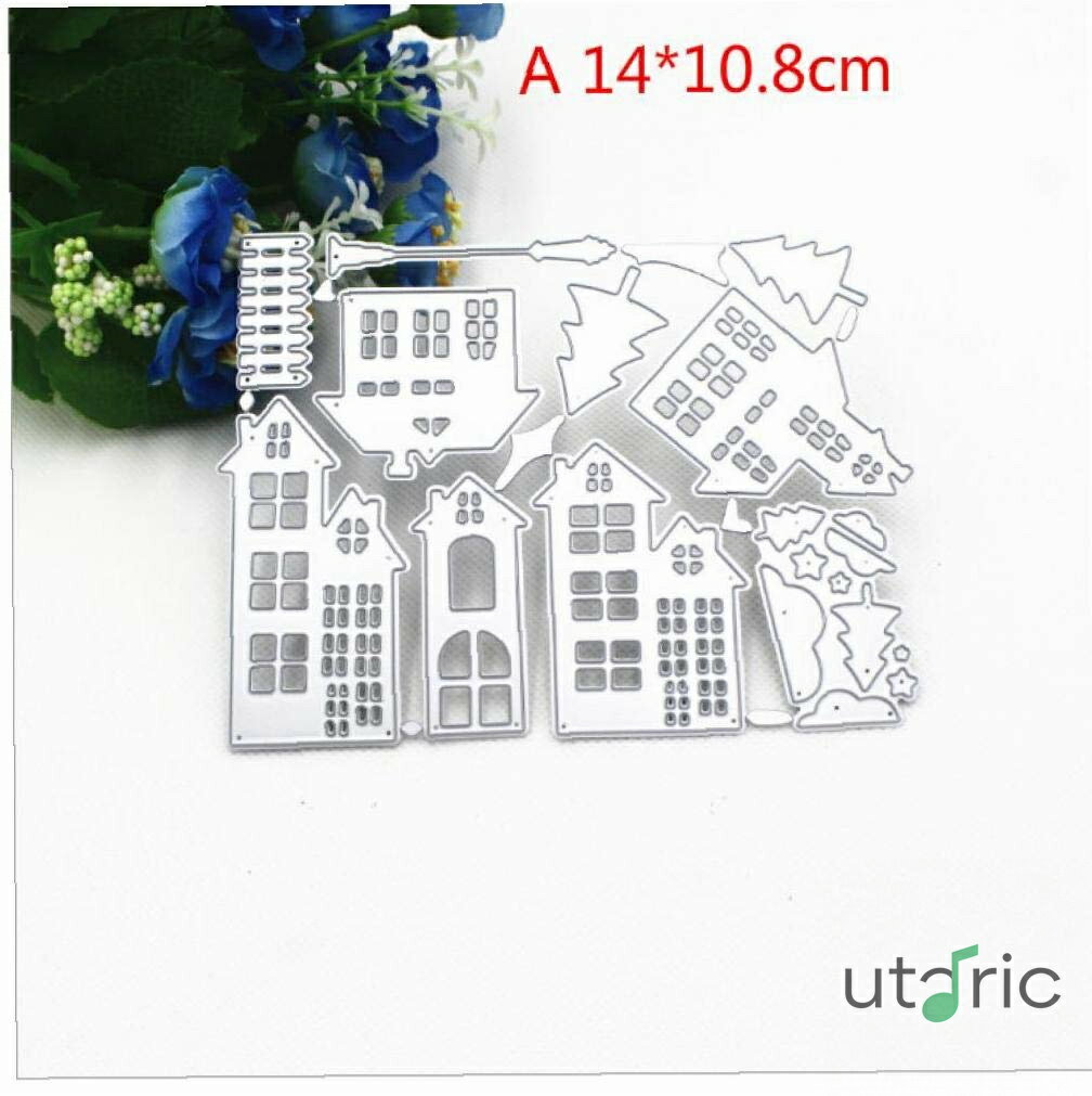 カッティングダイス クリスマスハウス スクラップブッキング ダイス メタルクラフト ダイカット スタンプ エンボス カード デコレーシ..