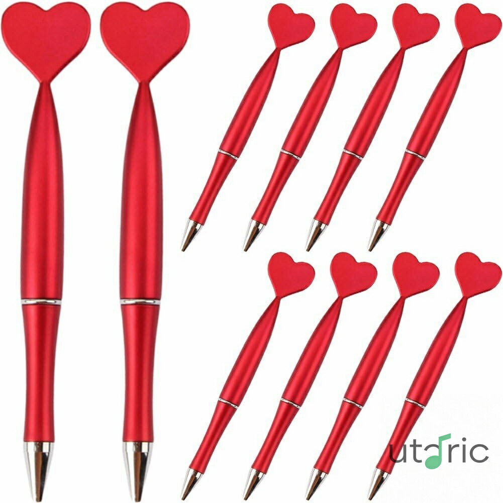 ペン ブラックゲルインク レッドハート ボールペン オフィス 学校 クリスマス バレンタイン ウェディング パーティー用品 子供 大人 10個入り