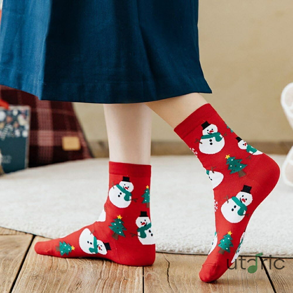 クリスマス 靴下 3足セット レディース 暖かい サンタ柄 雪だるま 可愛い ソックス 通気性 柔らかい One Size