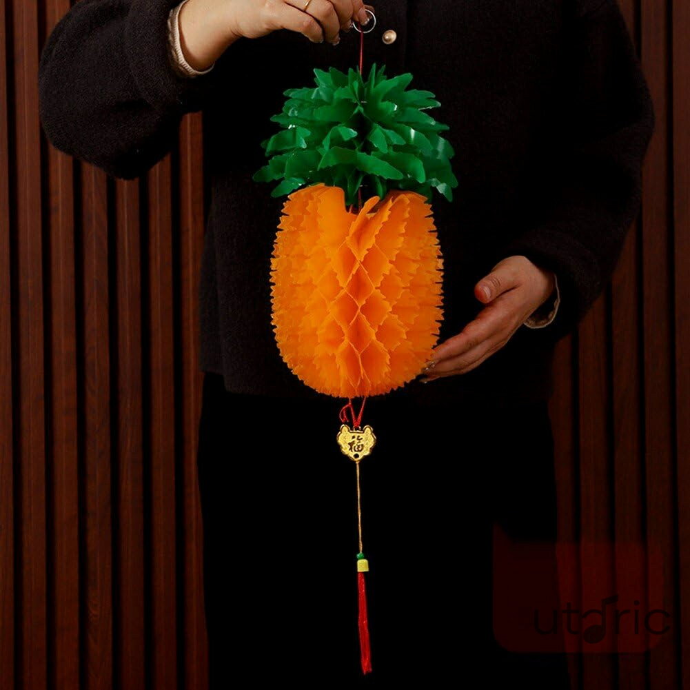 パイナップル ランタン 紙ハニカム クリスマスツリー ハンギング ランタン ハワイアン パーティー 春祭り プラスチック 紙ペンダント 装飾 12個