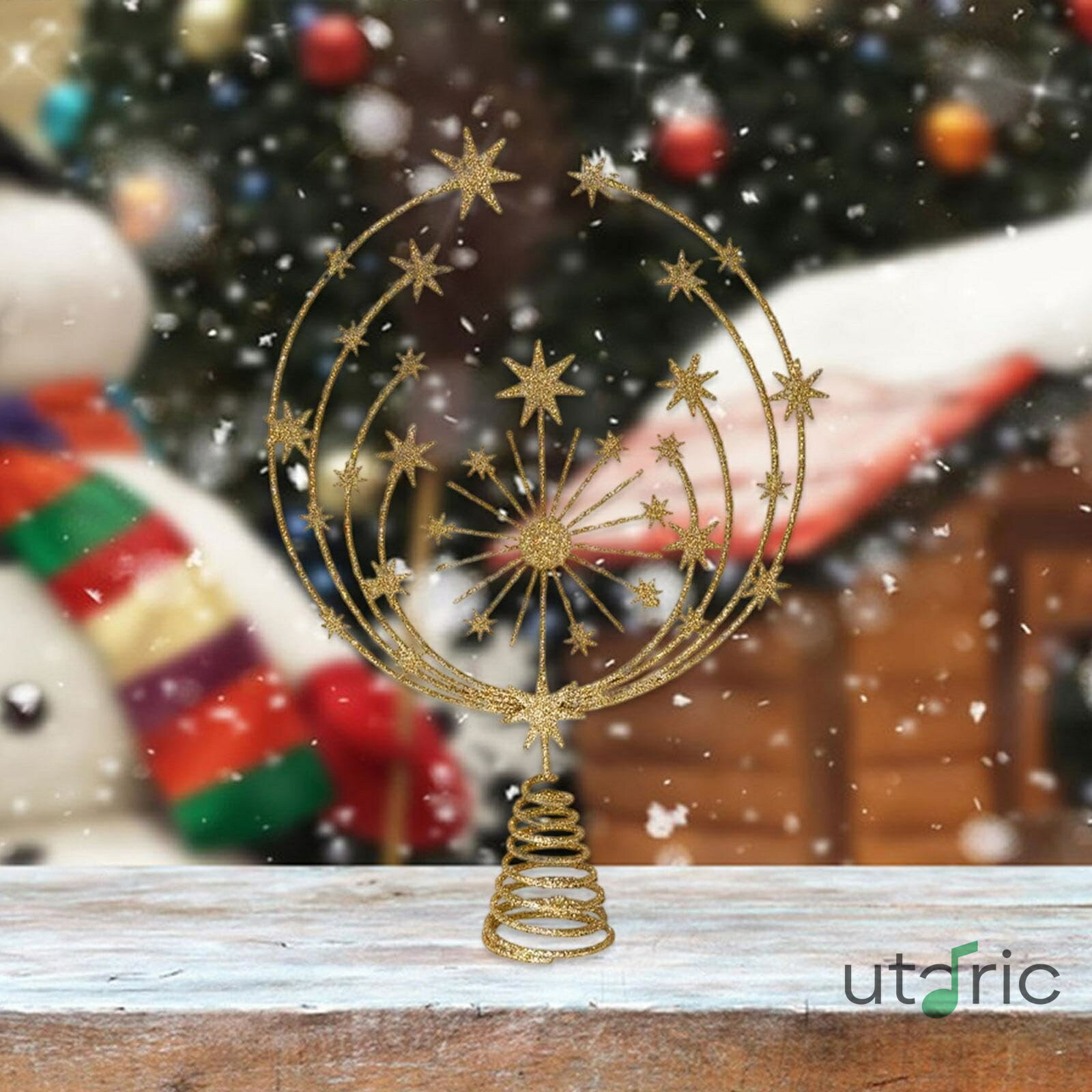 クリスマスツリートッパー クリスマスツリートップデコレーション 万能 クラシック クリエイティブ フェスティバルデコレーション オーナメント フェスティバル ホーム用 ゴールドスノーフレーク