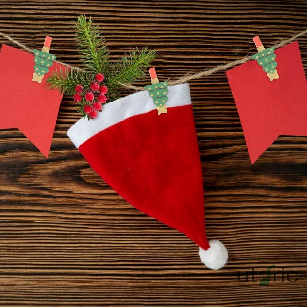 木製クリップ クロスピン ミニ クリスマスツリー型 写真 飾り付け DIY 手芸 固定用 事務用品 20個セット