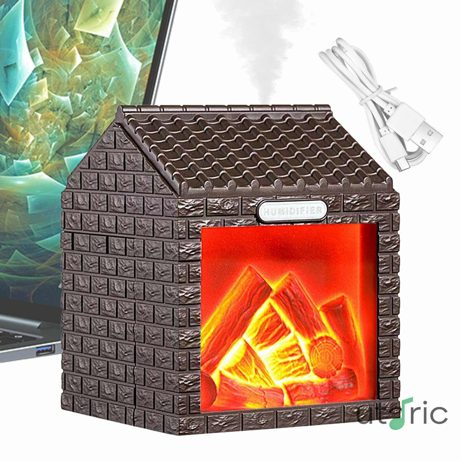 加湿器ディフューザー - 常夜灯付き空気加湿器 | 暖炉スタイルのアロマテラピーディフューザー LEDミス..