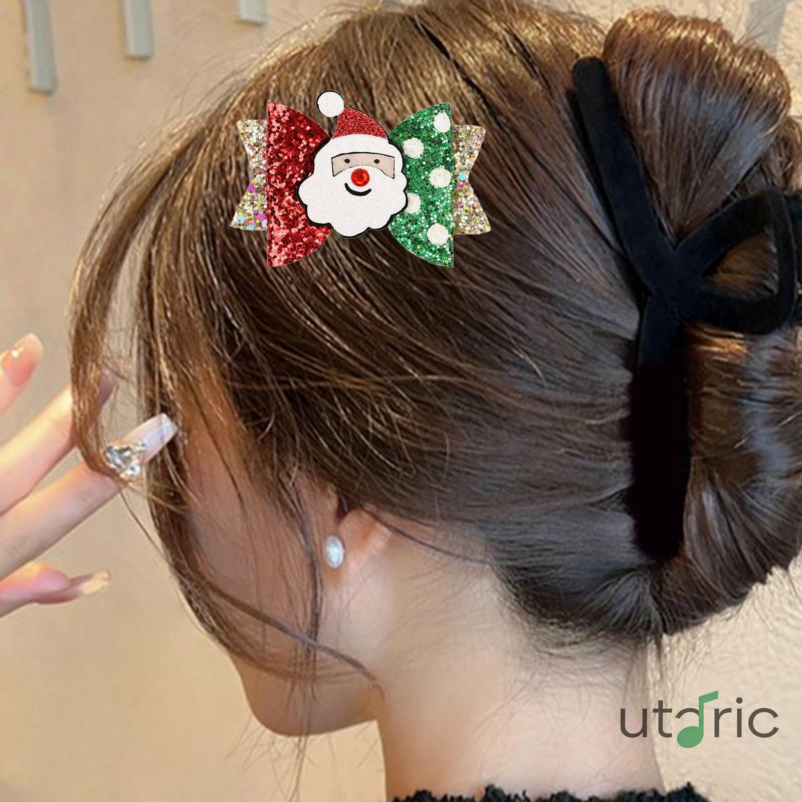 Rakuten - クリスマスヘアリボン ヘアアクセサリー コスプレ 仮装 パーティー ロールプレイング用 サンタクロース