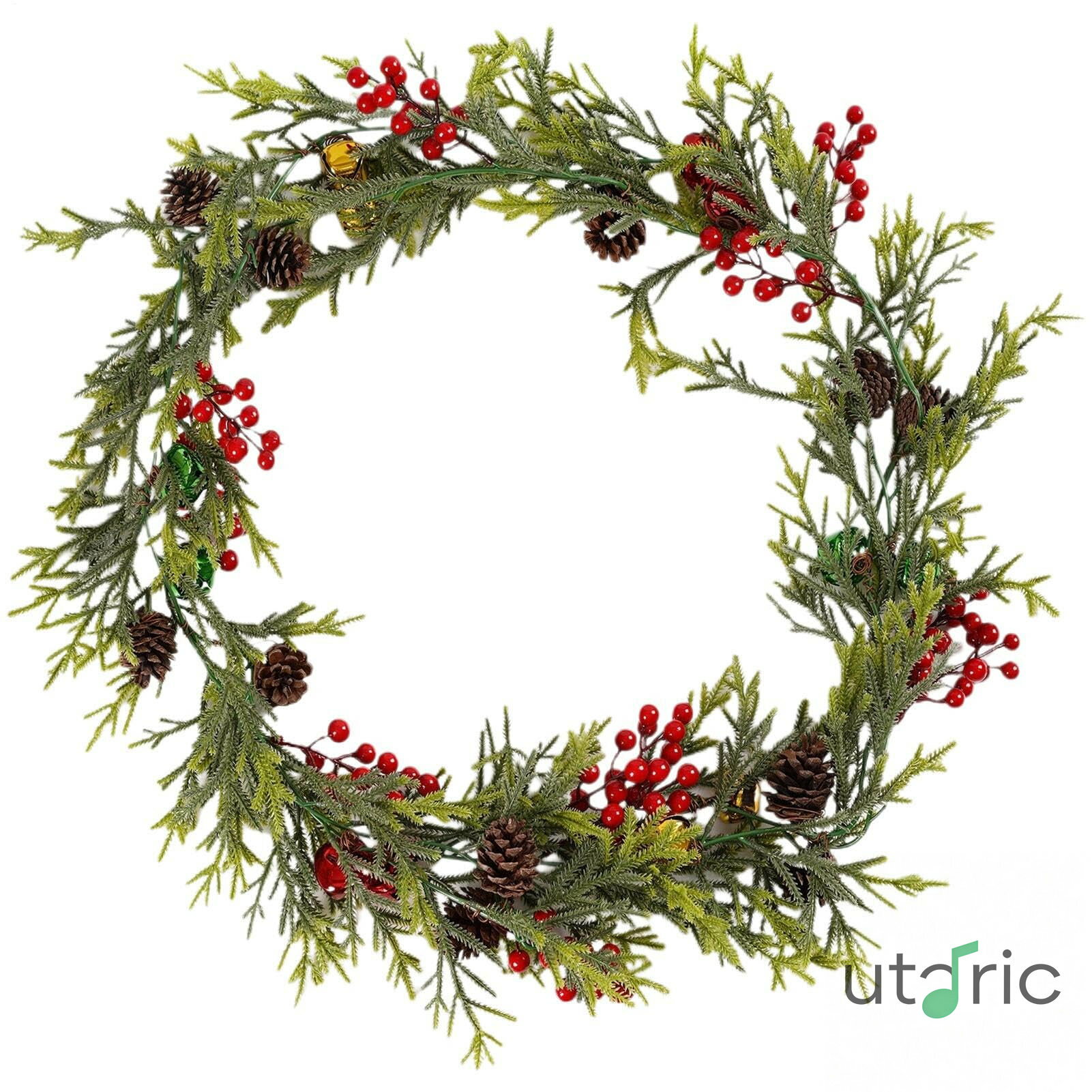 乐天商城 - 人工ツタ | クリスマスグリーンツリーとベリーデコレーション | 耐候性1.8m 壁 マントルピース 屋内屋外装飾 天井 ドア 窓 ディスプレイ強化