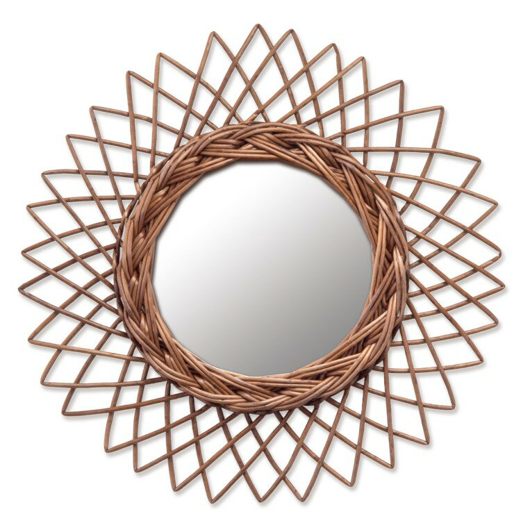 鏡 ミラー 壁掛け ウォールミラー インテリア 丸 編み 柳 ウィッカーミラー Sサイズ 丸型 円形 サークル 玄関 エントランス リビング トイレ バスルーム シンプル オシャレ 可愛い [2]